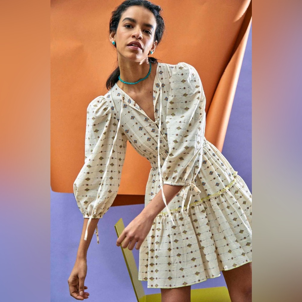 Hunter Bell Ellison Dress Cream Medallion XS NWOT